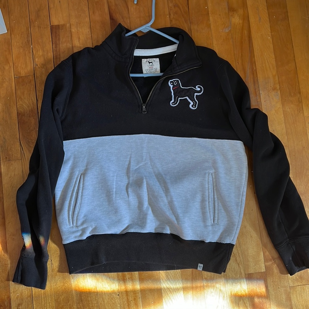 Mens black dog 1/4 zip sweatshirt